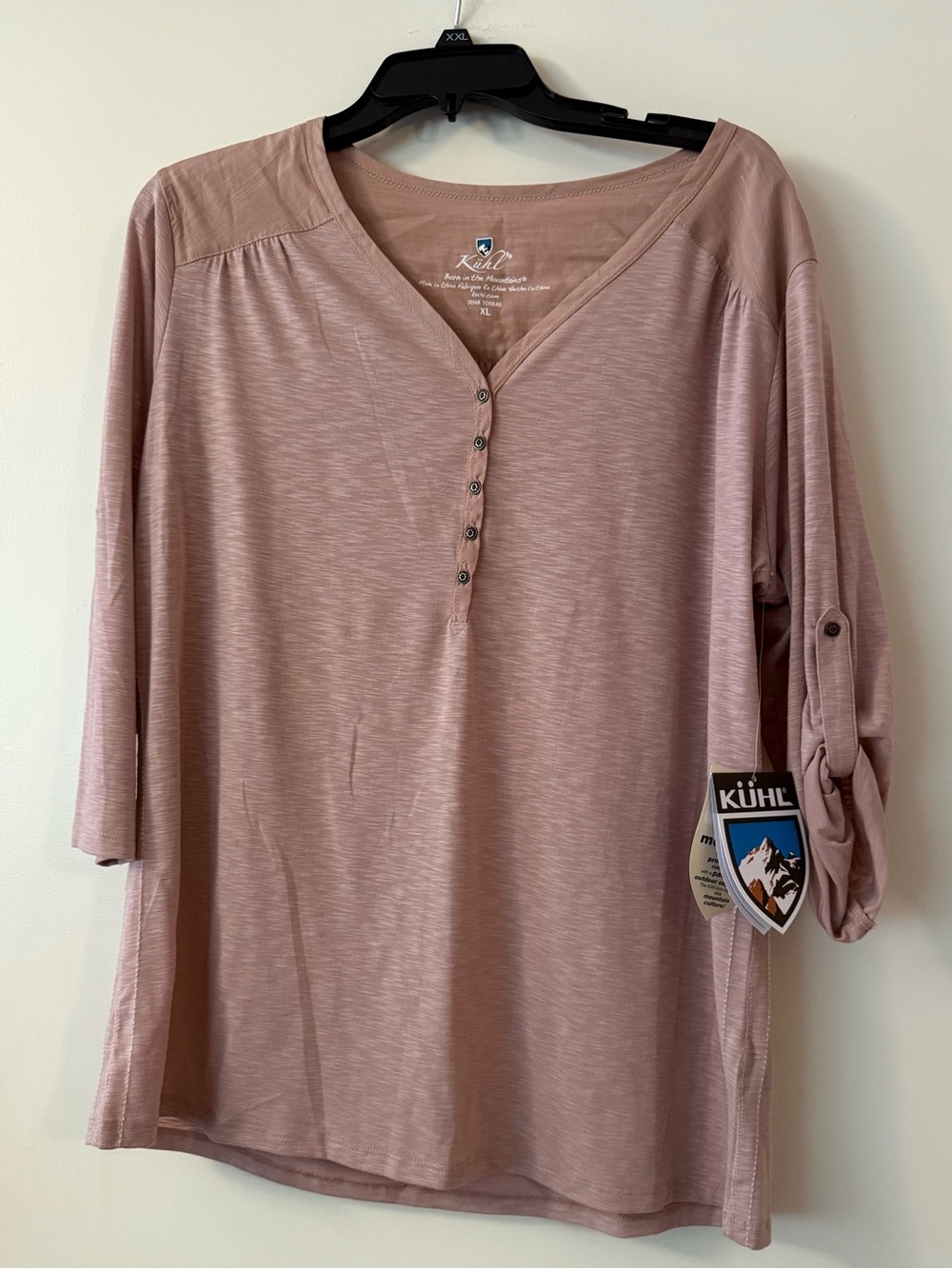 Kuhl dusty Pink Henley Roll-Sleeve Top